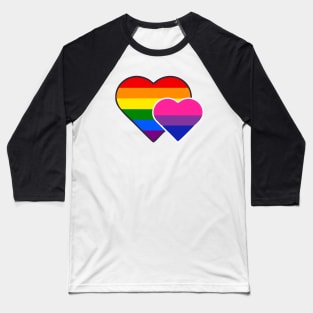 Bisexual Double Heart Baseball T-Shirt